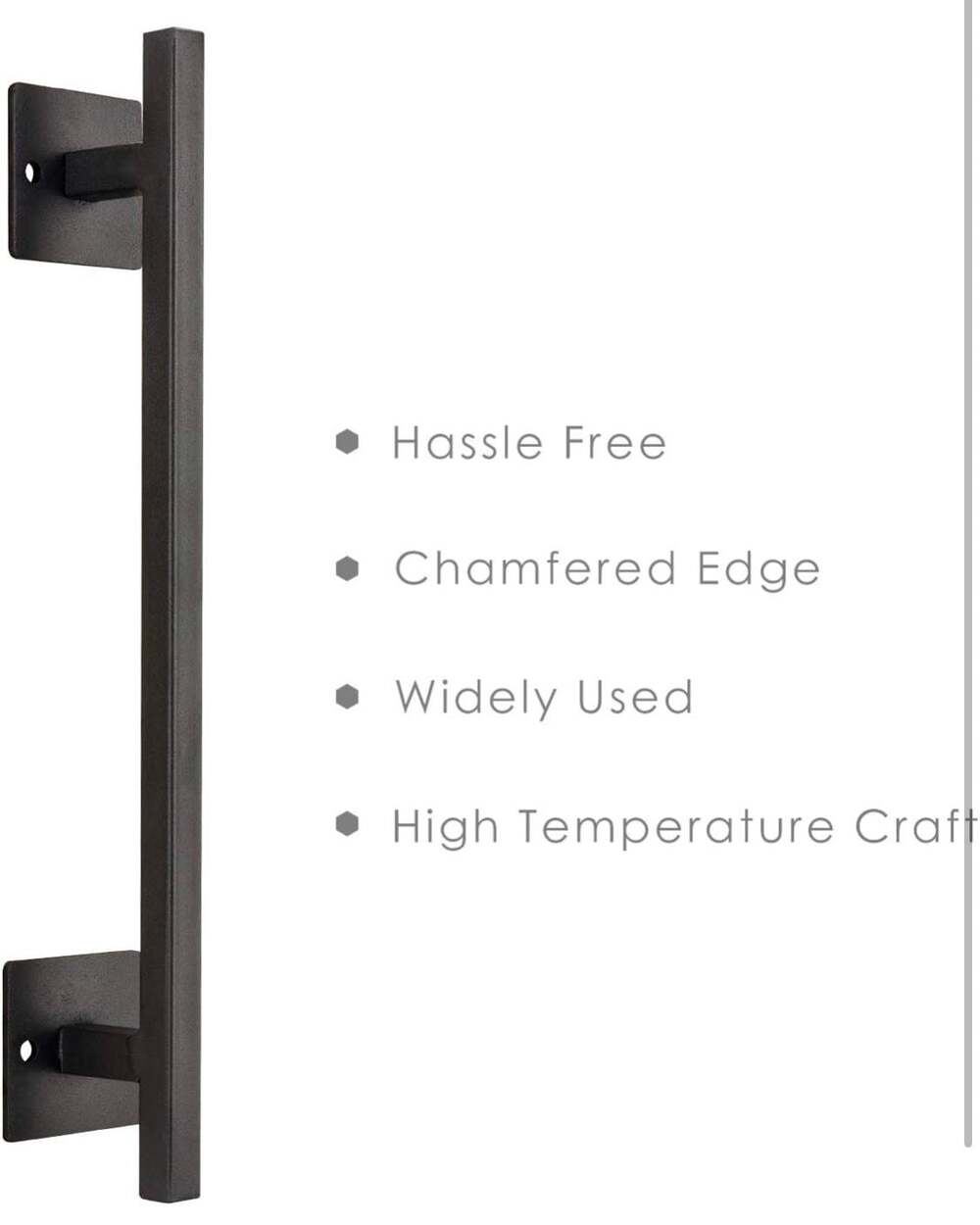 Homode 12 Inch Sliding Barn Door Handle, Matte Black Iron Steel Pull Handle Hard - Picture 3 of 6
